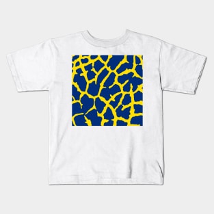 Giraffe Print Navy Yellow Kids T-Shirt